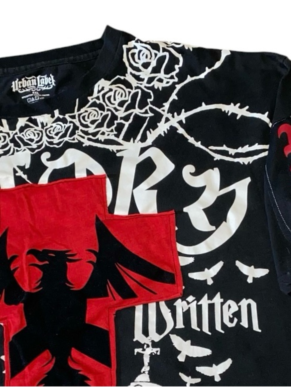 Urban Label History Shall Be Written Black Red T-Shirt Crow Revenge 6XL (DB2) - Picture 3 of 5
